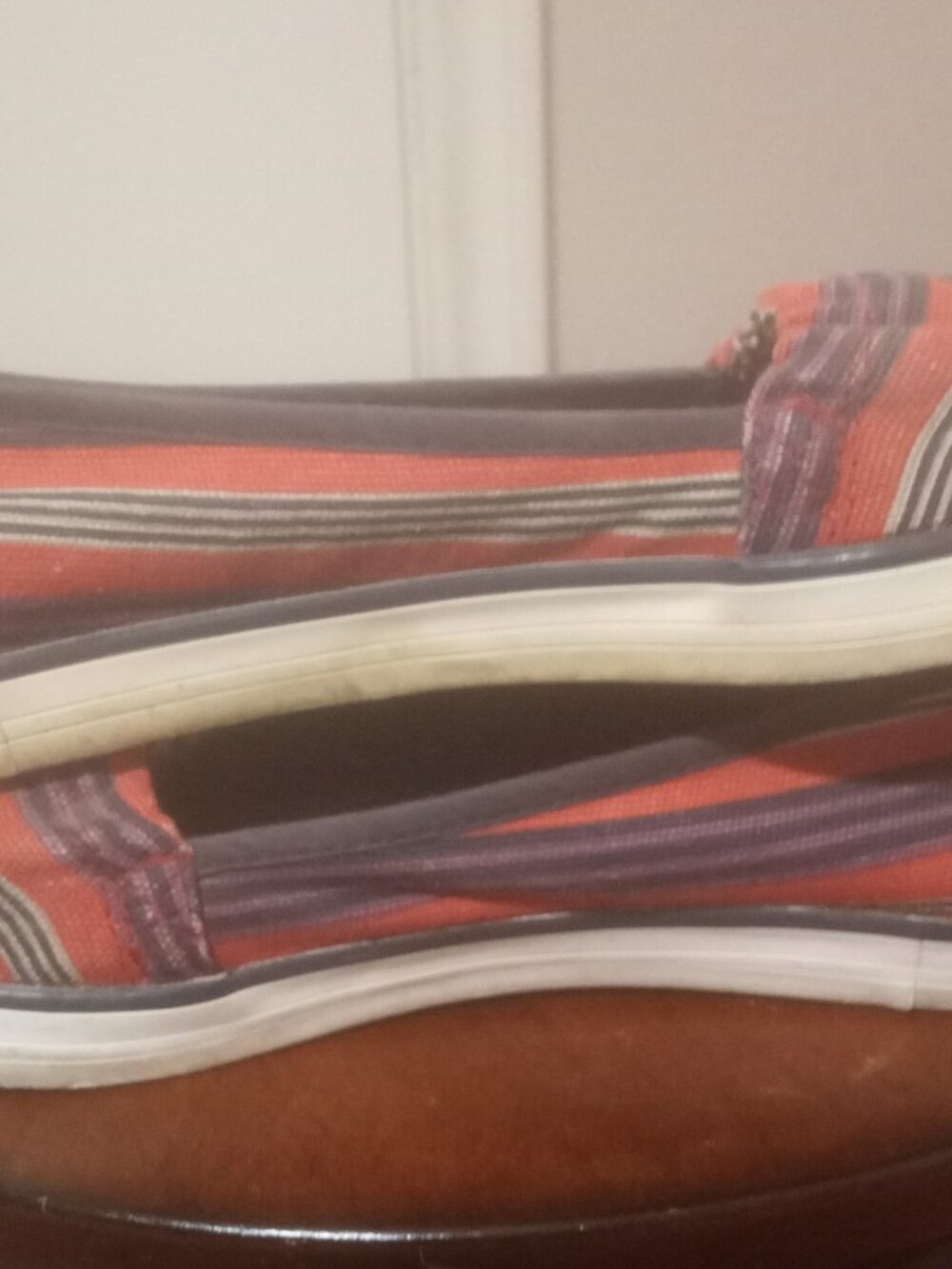 Tory Burch Raymond Striped Canvas Flat Comfort Shoes Women's 8M - Picture 12 of 12